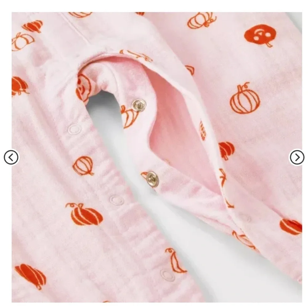 CAT & JACK GAUZE PUMPKIN ROMPER - PINK VARIOUS SIZES (NEW WITH TAGS) A9